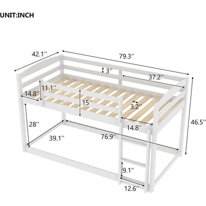Twin Over Twin Floor Bunk Bed with Ladder DailySale