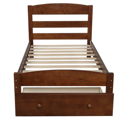 Twin Platform Bed Frame with Storage Drawer Headboard DailySale