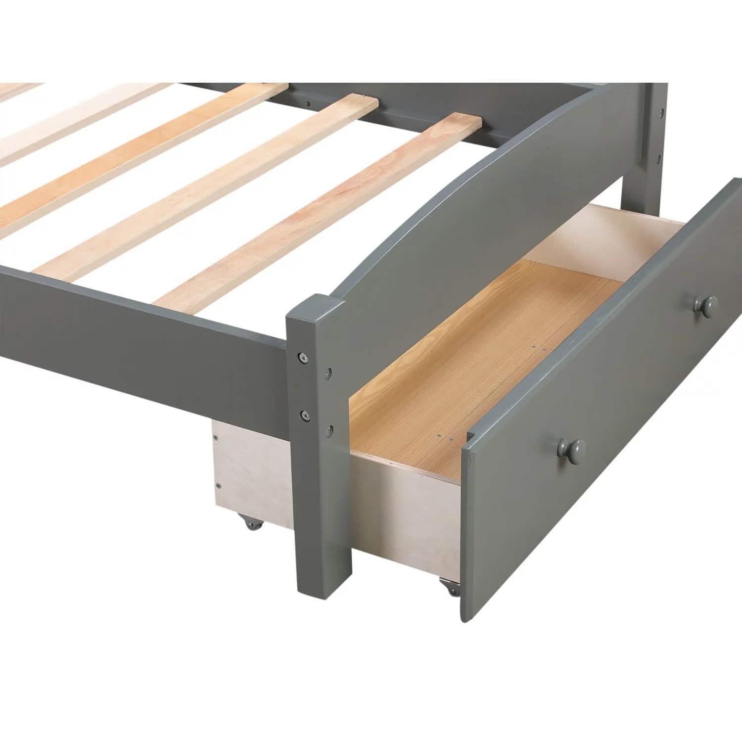 Twin Platform Bed Frame with Storage Drawer Headboard DailySale