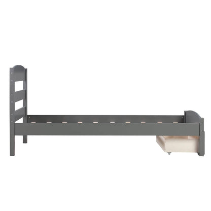 Twin Platform Bed Frame with Storage Drawer Headboard DailySale