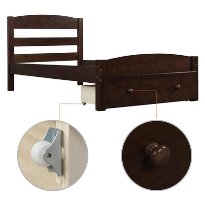 Twin Platform Bed Frame with Storage Drawer Headboard DailySale