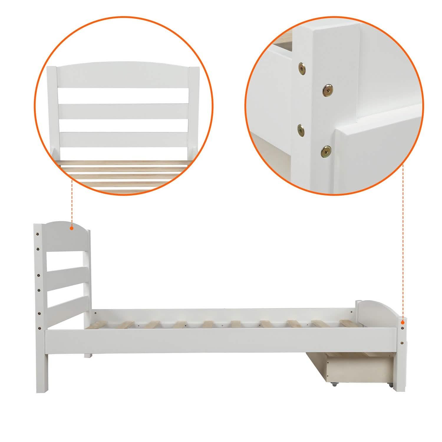 Twin Platform Bed Frame with Storage Drawer Headboard DailySale