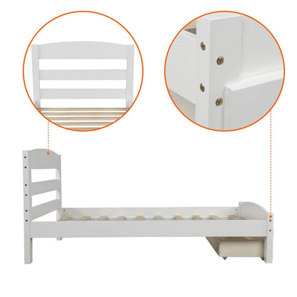 Twin Platform Bed Frame with Storage Drawer Headboard DailySale