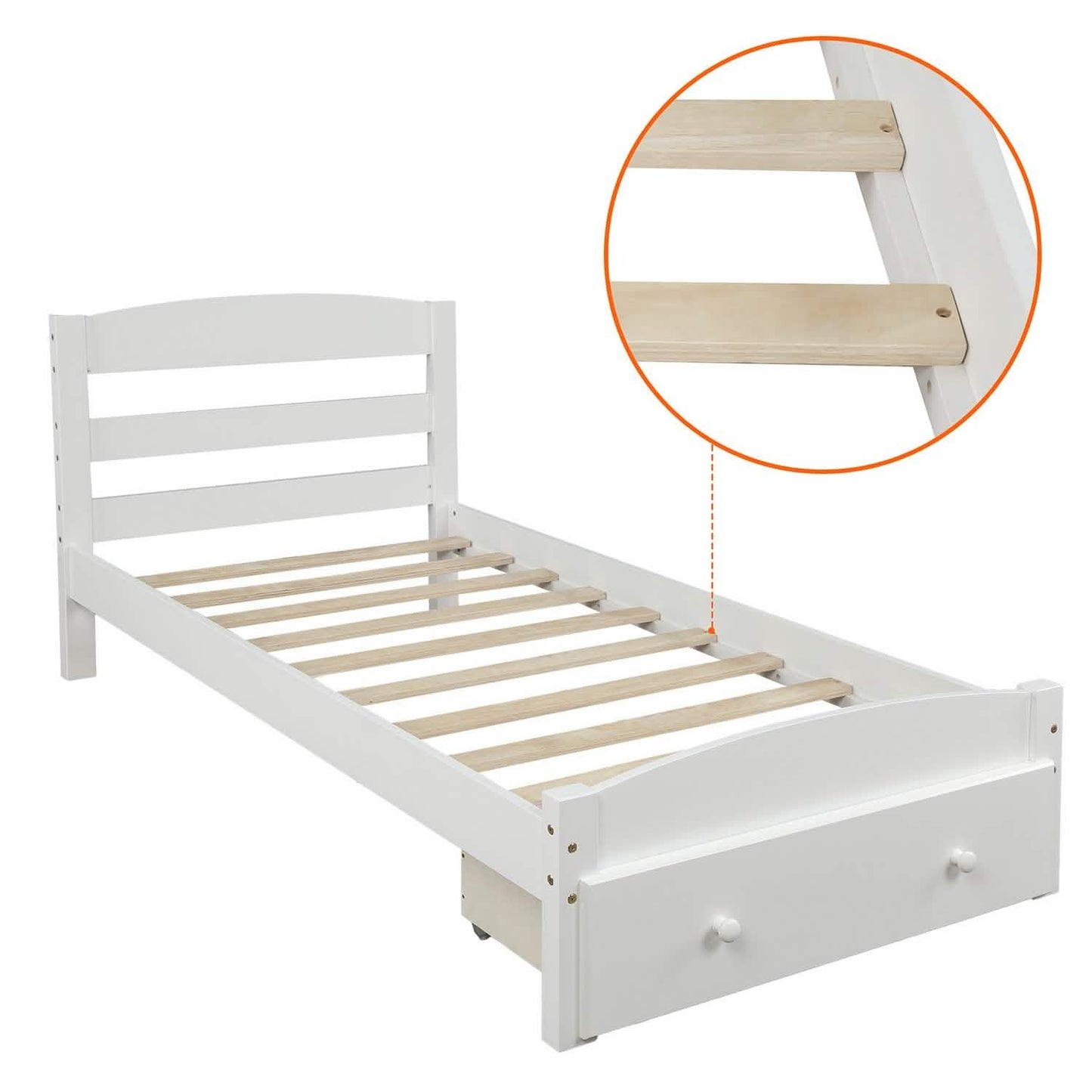 Twin Platform Bed Frame with Storage Drawer Headboard DailySale