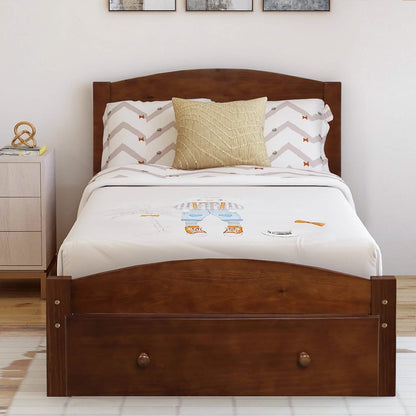 Twin Platform Bed Frame with Storage Drawer Headboard DailySale