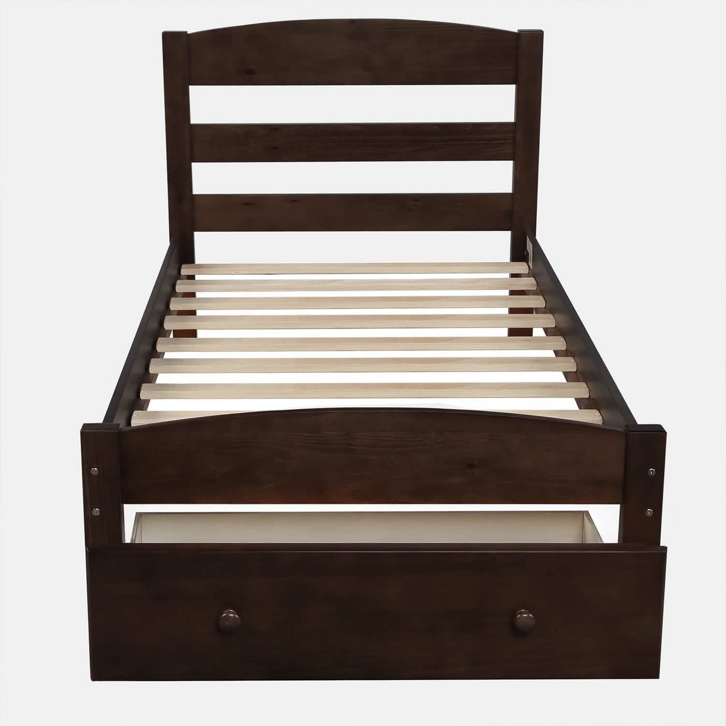Twin Platform Bed Frame with Storage Drawer Headboard DailySale