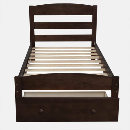 Twin Platform Bed Frame with Storage Drawer Headboard DailySale