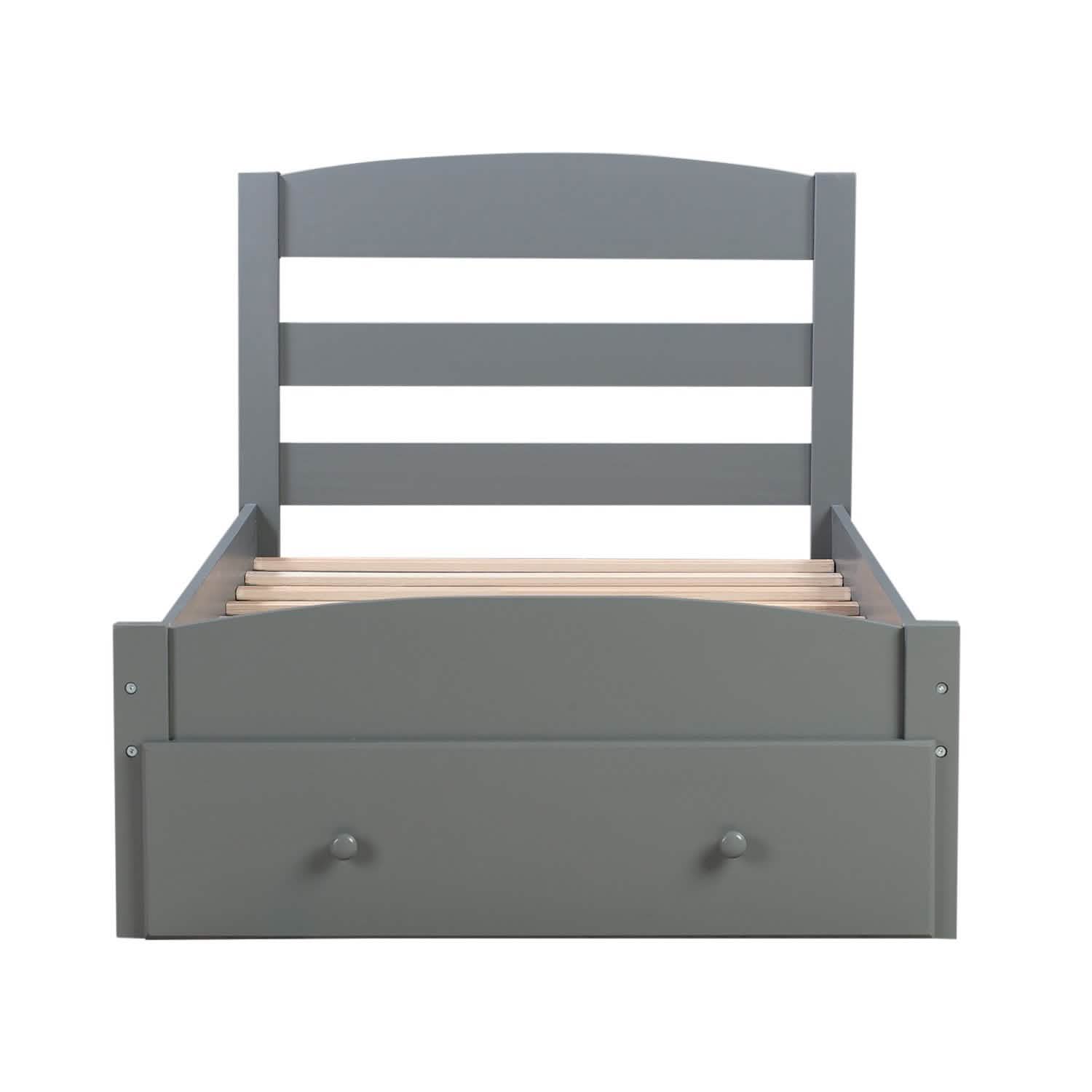 Twin Platform Bed Frame with Storage Drawer Headboard DailySale