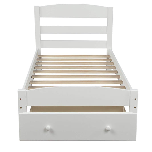 Twin Platform Bed Frame with Storage Drawer Headboard DailySale