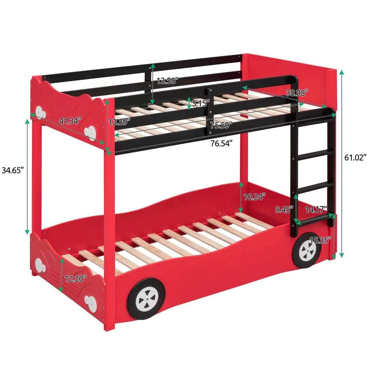 Twin Size Car-Shaped Bunk Bed with Wheels DailySale