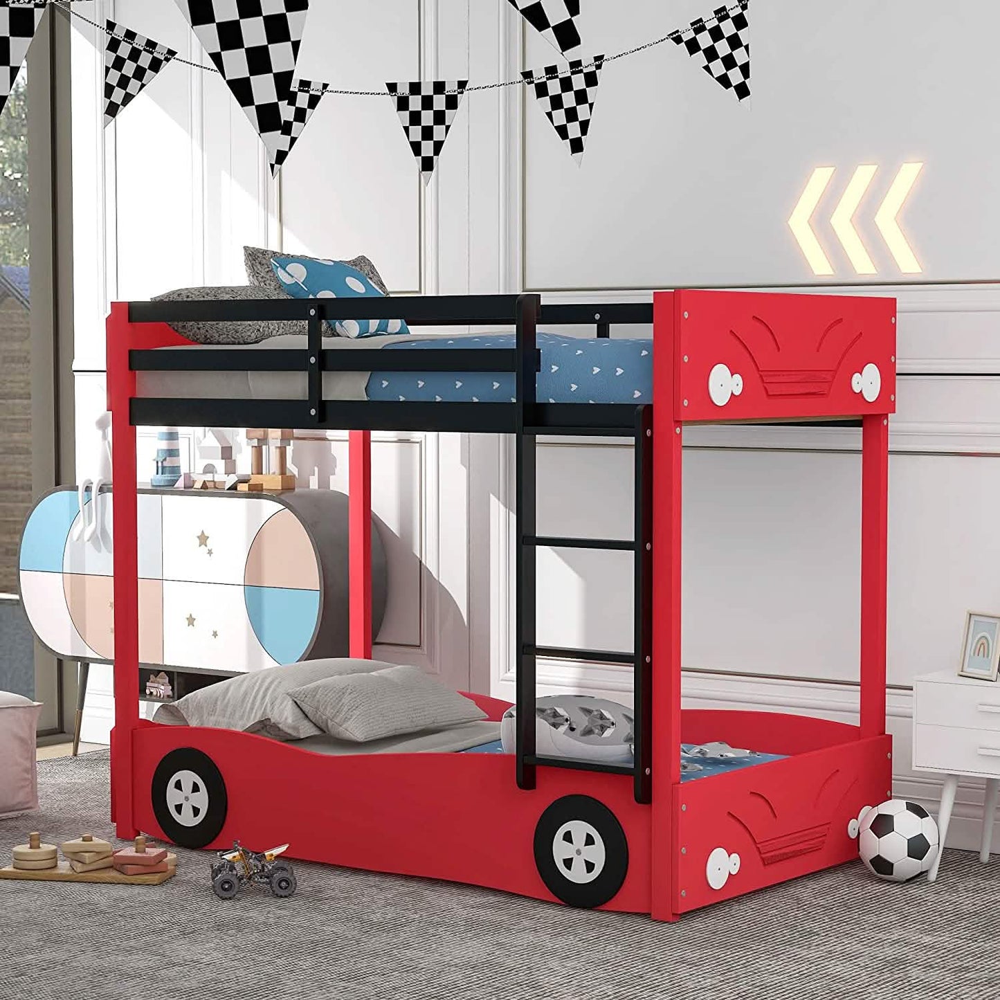 Twin Size Car-Shaped Bunk Bed with Wheels DailySale