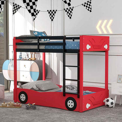 Twin Size Car-Shaped Bunk Bed with Wheels DailySale