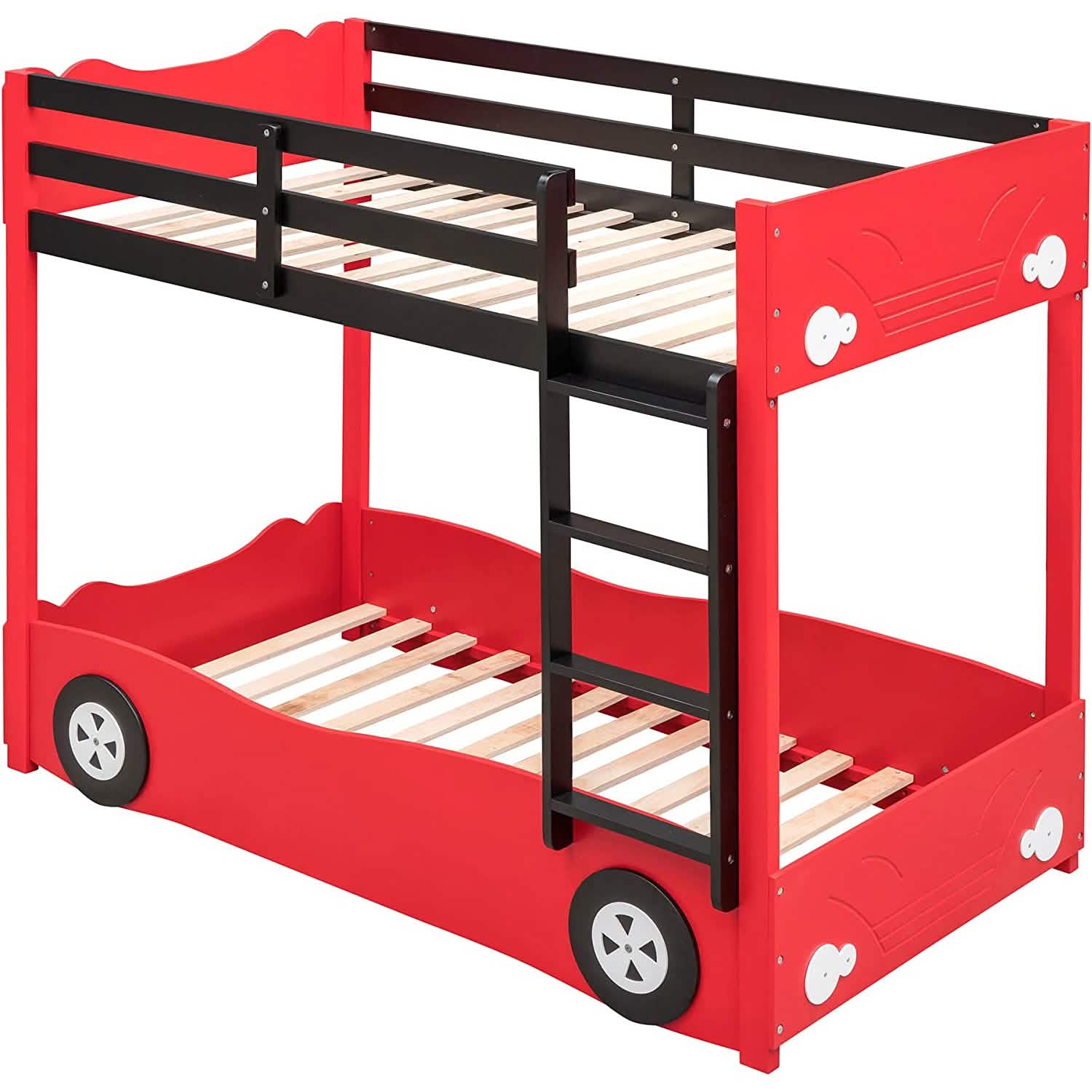 Twin Size Car-Shaped Bunk Bed with Wheels DailySale