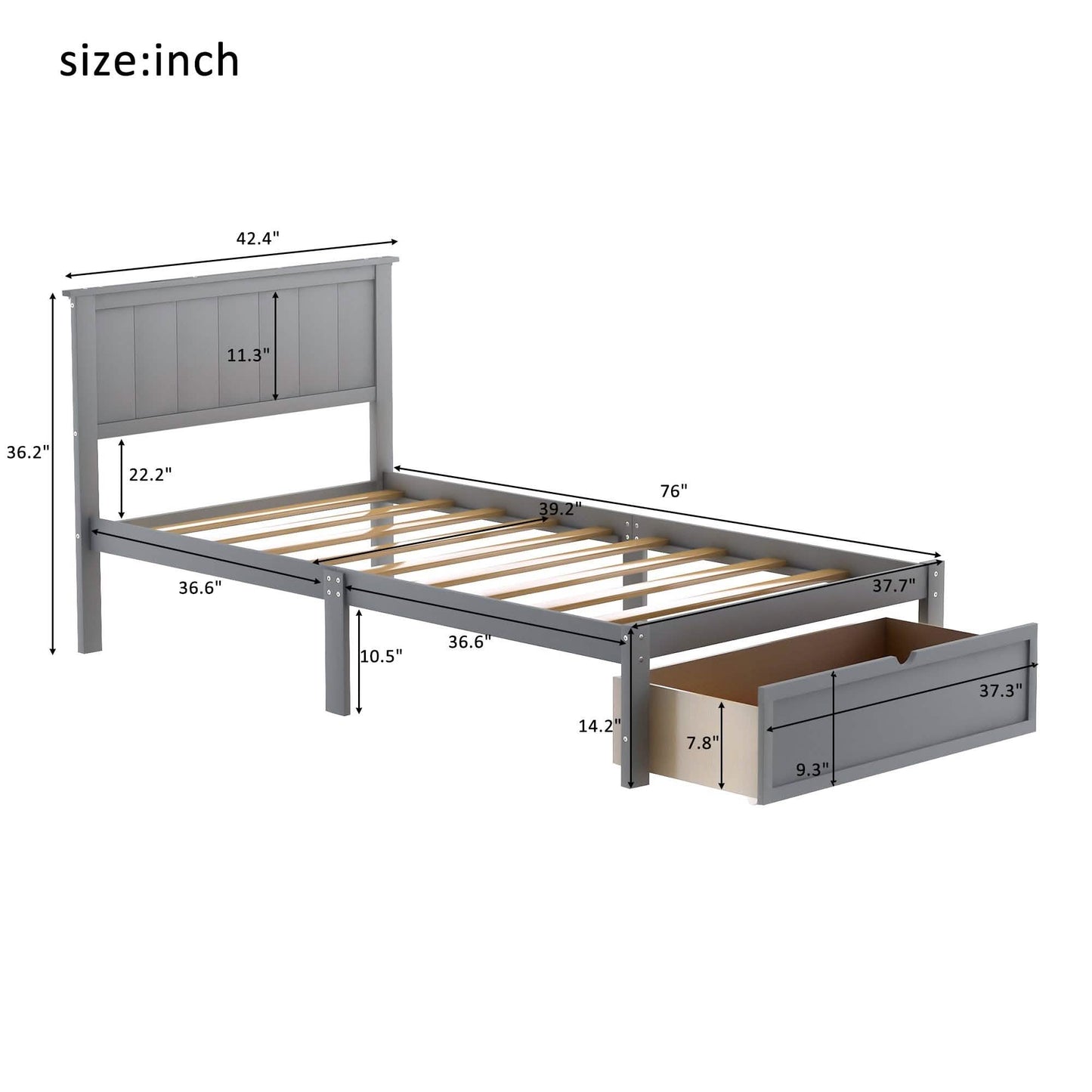 Twin Size Platform Bed with Storage DailySale