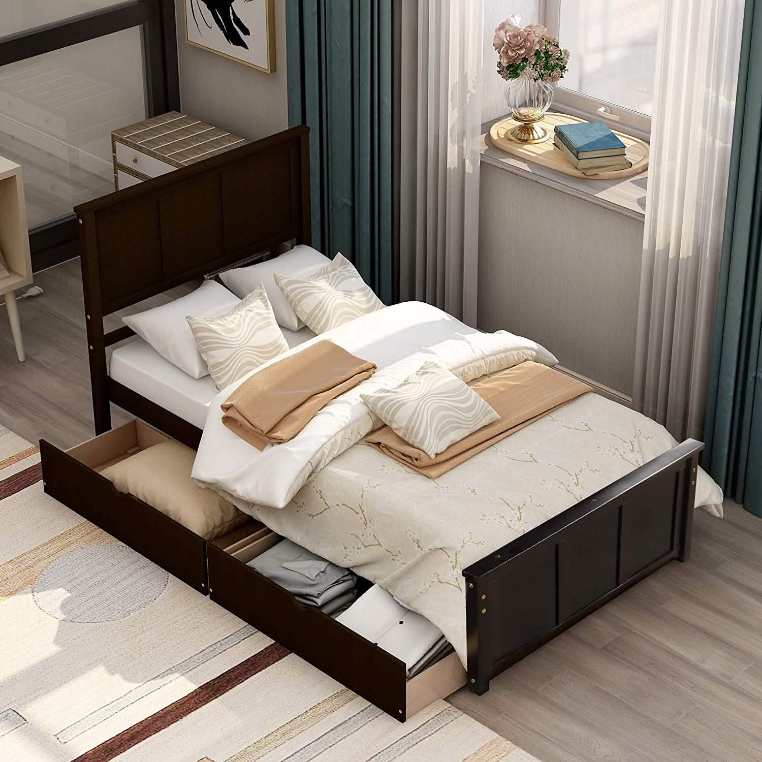 Twin Size Platform Bed with Two Drawers DailySale