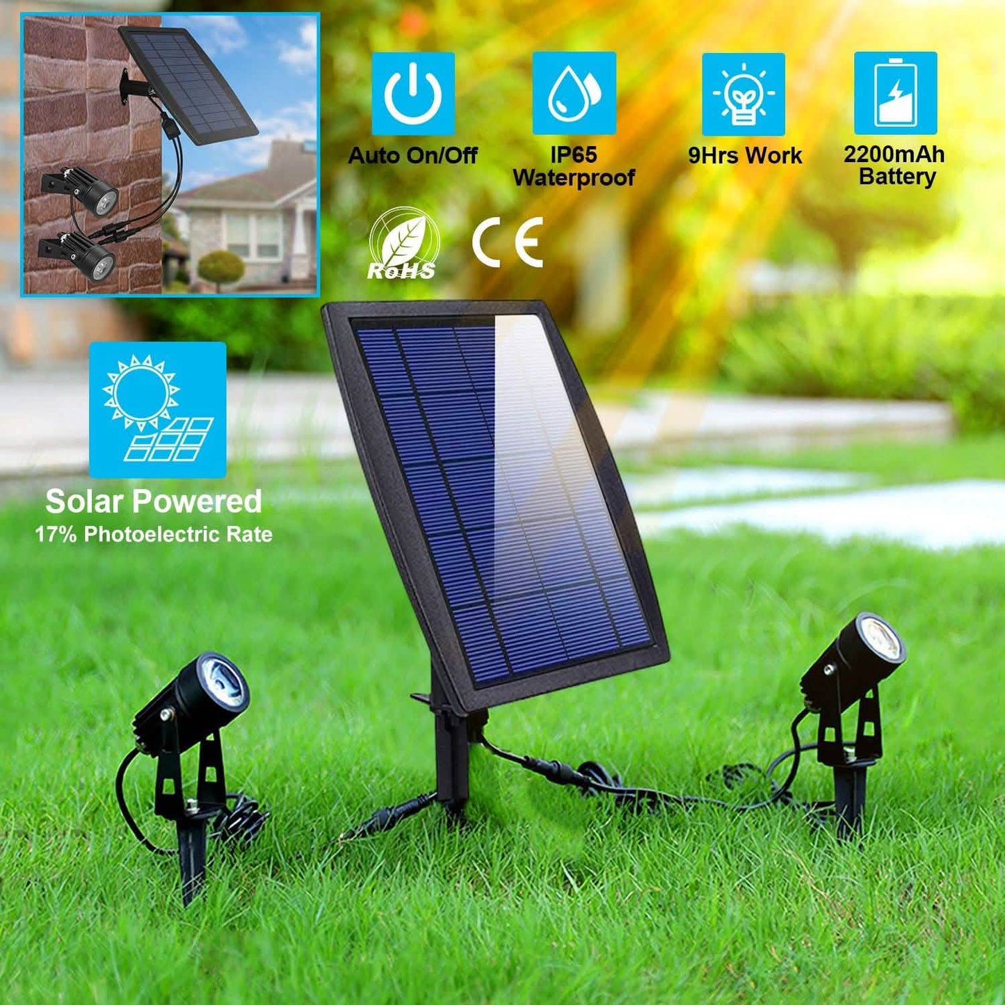 Twin Solar Spotlight Outdoor Light DailySale