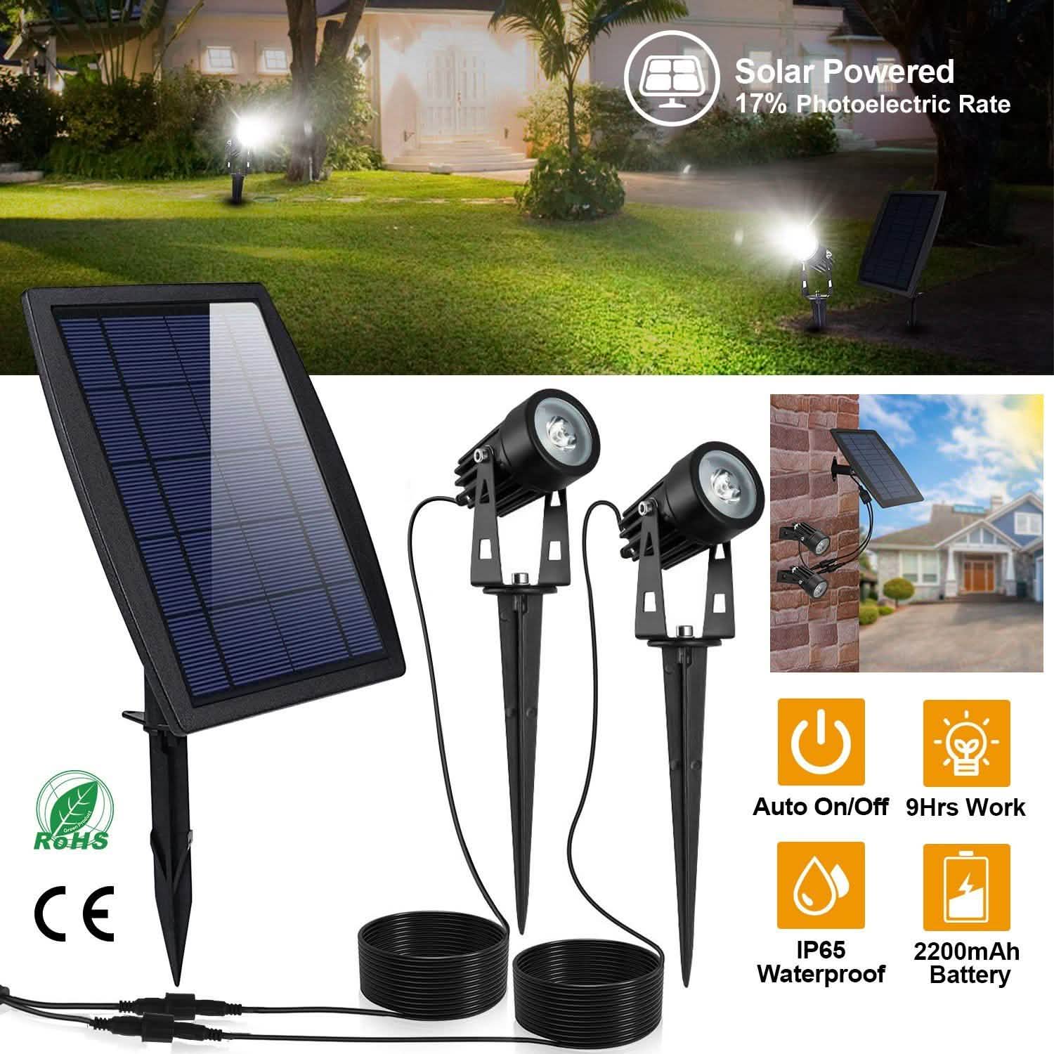 Twin Solar Spotlight Outdoor Light DailySale
