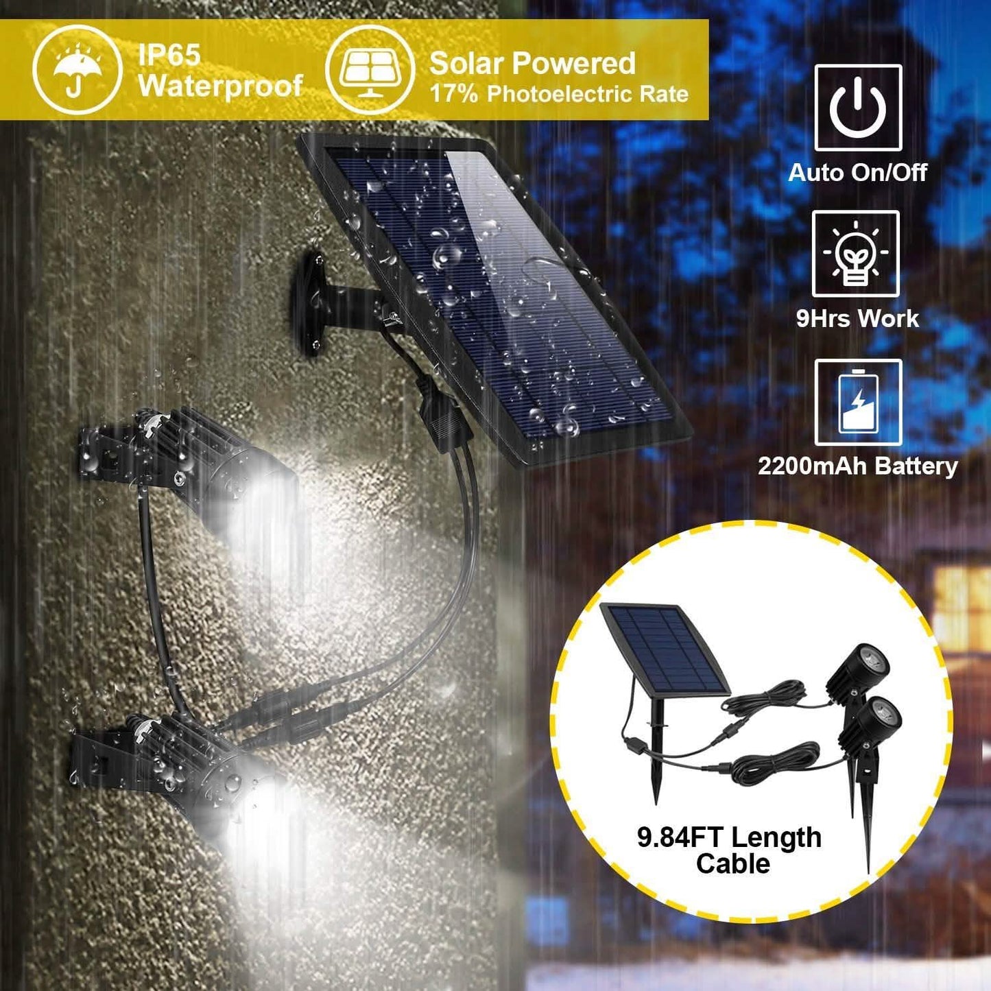 Twin Solar Spotlight Outdoor Light DailySale