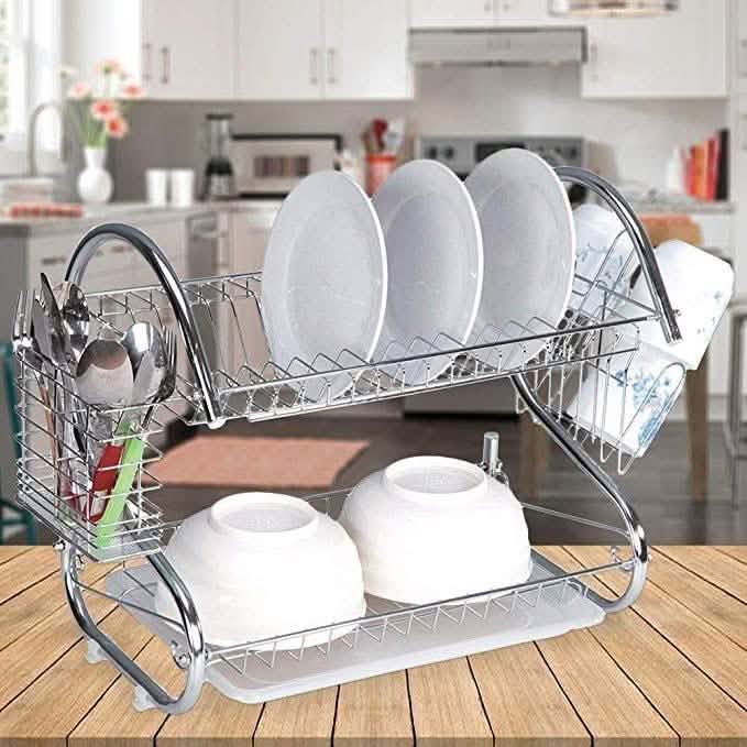Two-Tier Stainless-Steel Dish Rack - 16" Rack DailySale