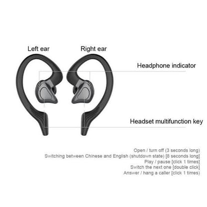 TWS Bluetooth Earphones with Microphones Sport Ear Hook LED Display DailySale
