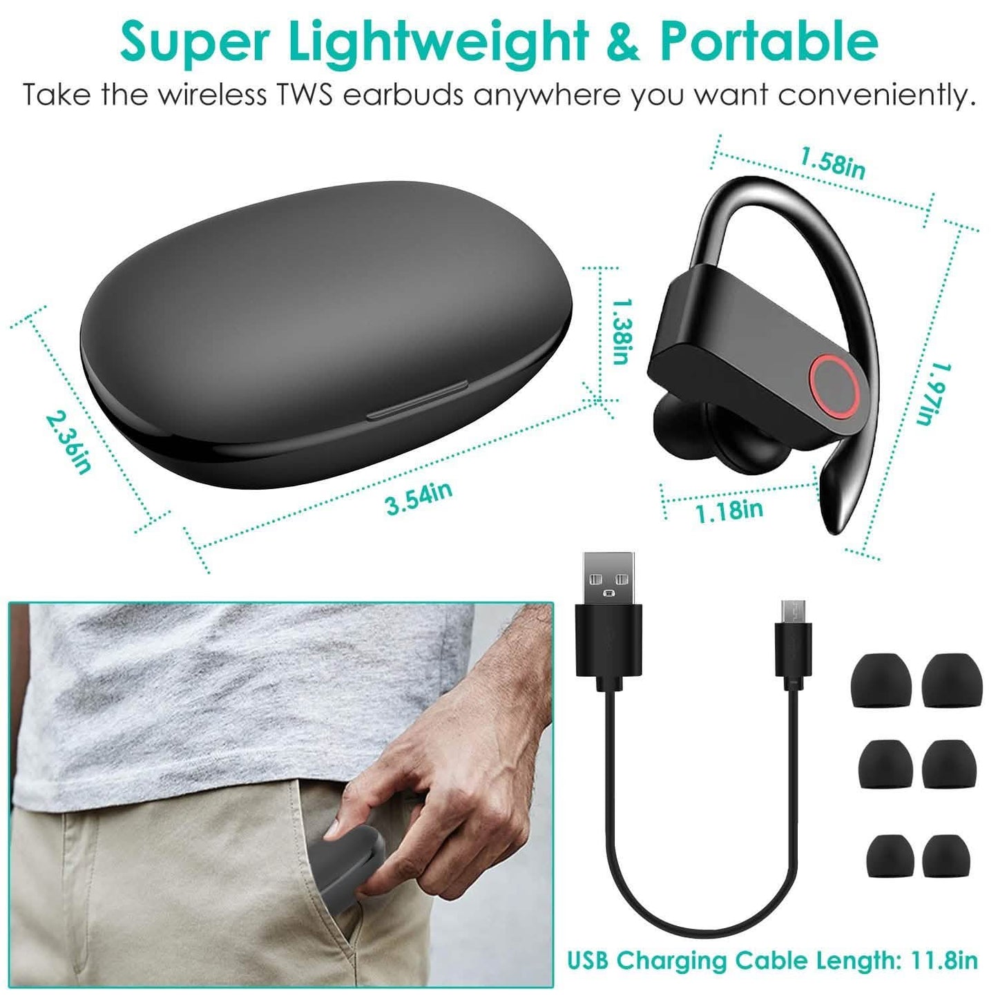 TWS Wireless 5.0 Earbuds IPX5 Waterproof Sports Headset DailySale
