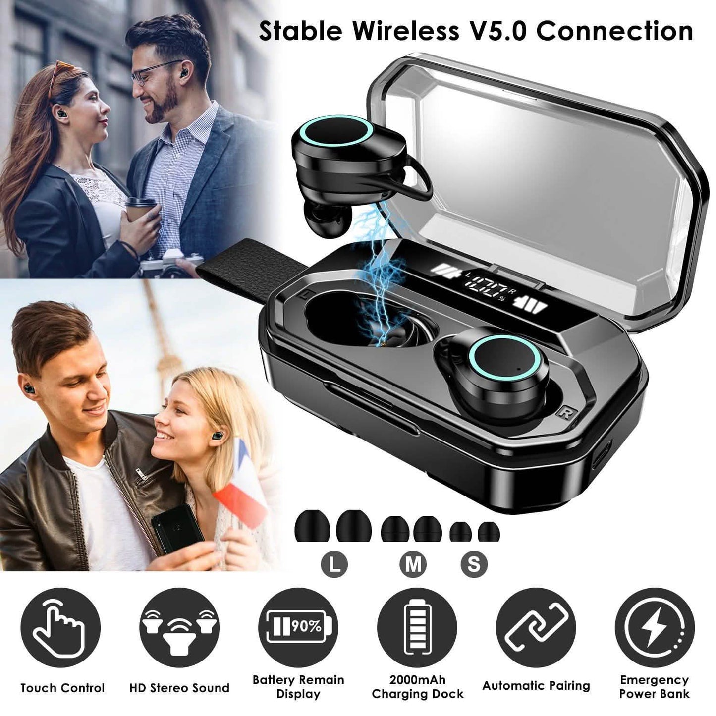 TWS Wireless 5.0 Earbuds Touch In-Ear Stereo Headsets DailySale
