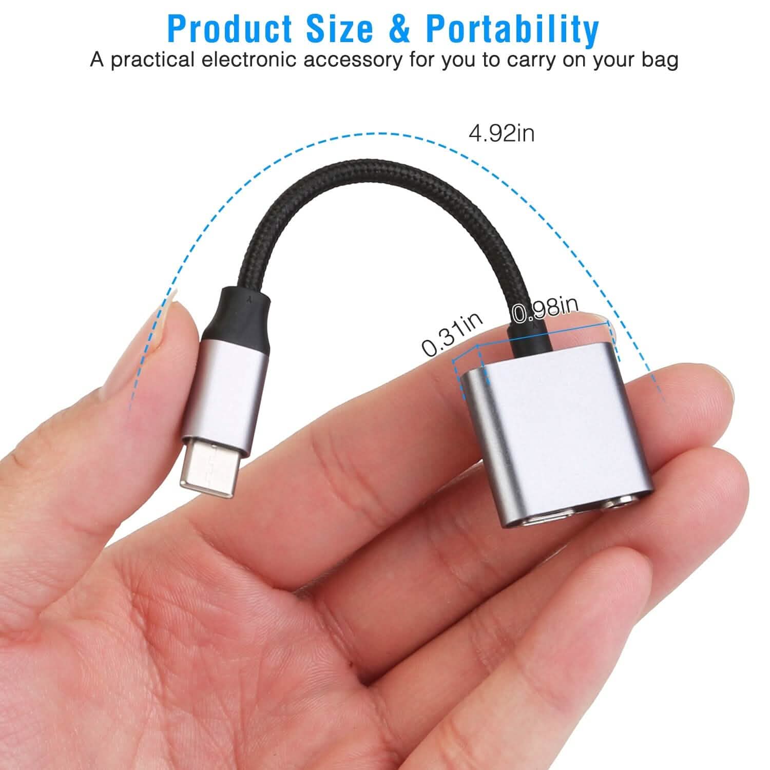 Type C to 3.5mm Headphone Charger Adapter USB C to Aux Audio Jack DailySale