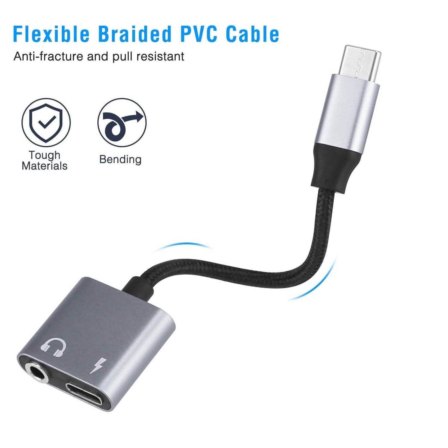 Type C to 3.5mm Headphone Charger Adapter USB C to Aux Audio Jack DailySale