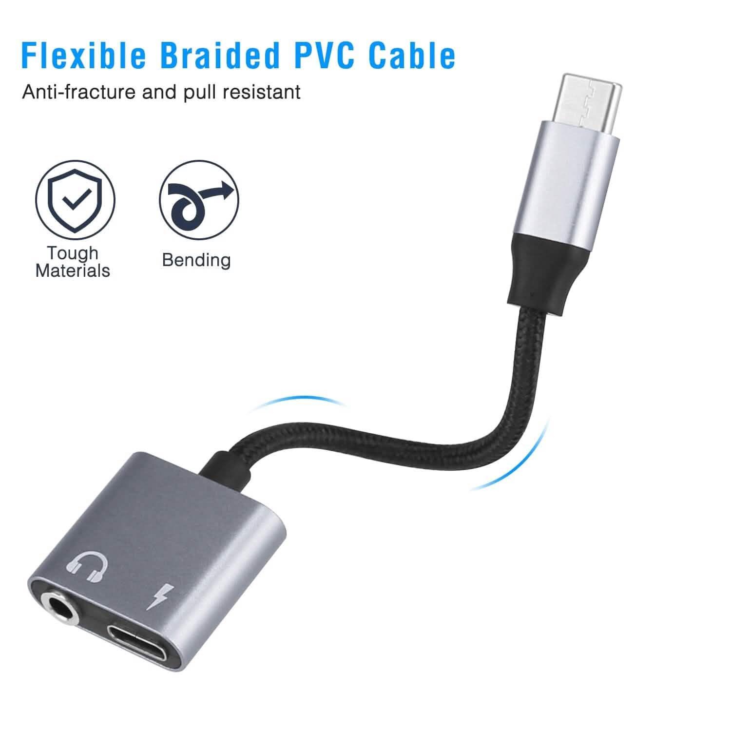 Type C to 3.5mm Headphone Charger Adapter USB C to Aux Audio Jack DailySale