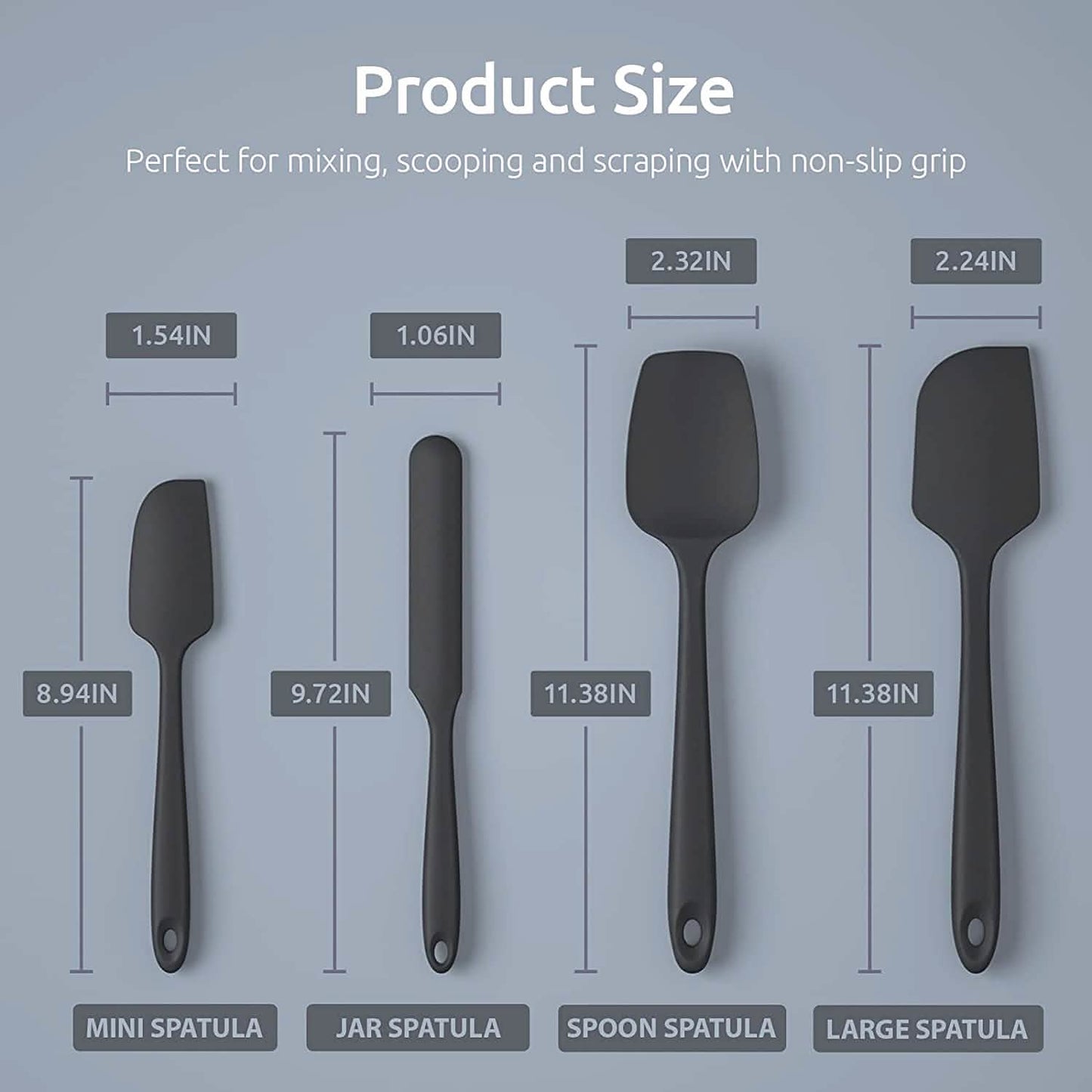 U-Taste Silicone Spatula Set with 480 Degrees Fahrenheit Heat Resistant DailySale