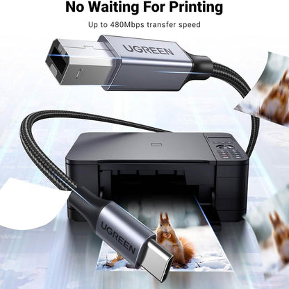 UGREEN USB B to USB C 3 FT Printer Cable (Refurbished) DailySale