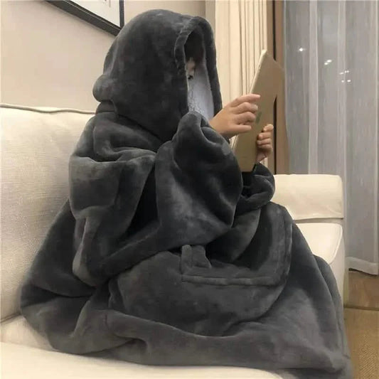 Ultra-Soft Sherpa Fleece Hoodie Blanket - Cozy Oversized Wearable Snuggle Sweatshirt DailySale