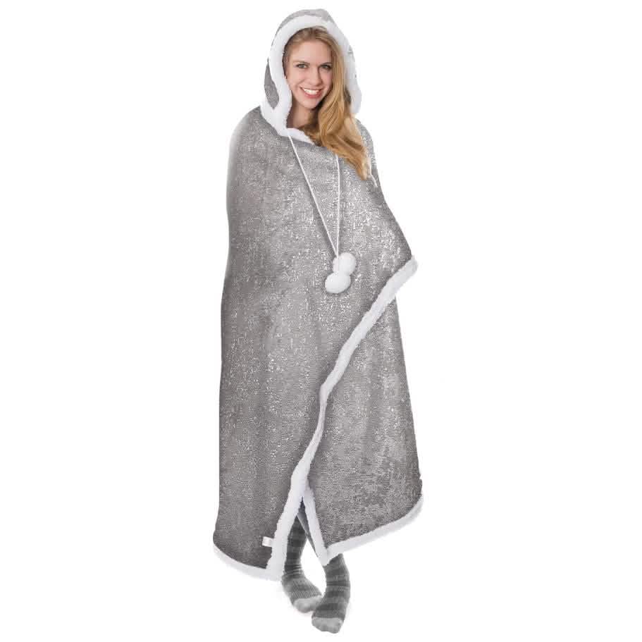 Ultra Soft Sparkle Chic Hooded Throw Blanket DailySale