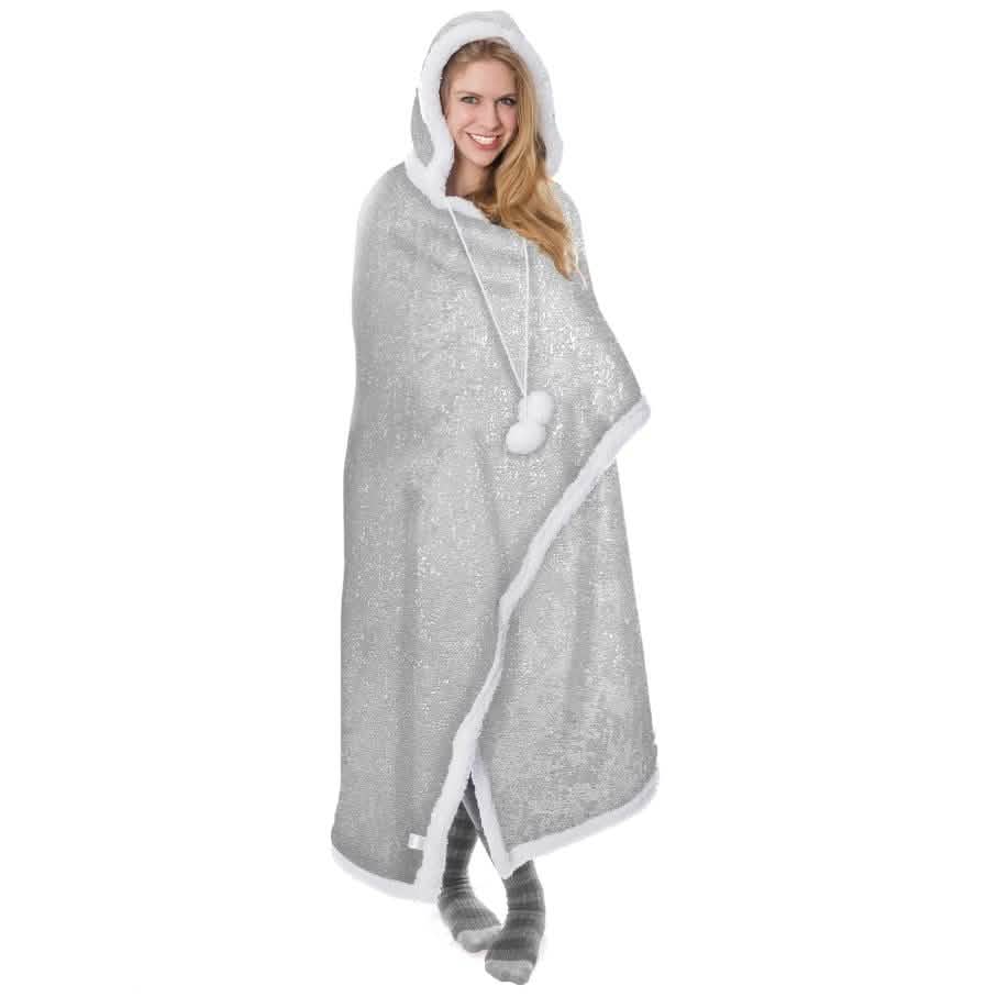 Ultra Soft Sparkle Chic Hooded Throw Blanket DailySale