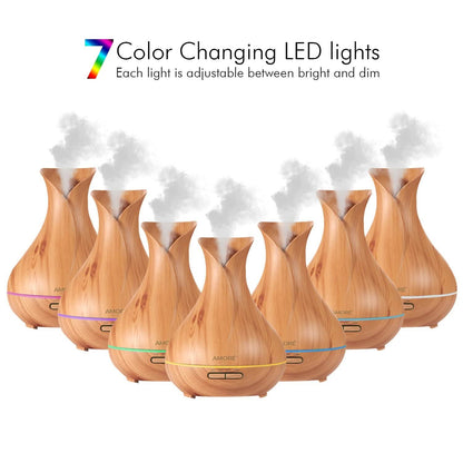 Ultrasonic Air Humidifier With Wood Grain 7 Color Changing LED Lights DailySale