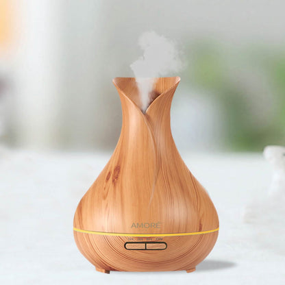 Ultrasonic Air Humidifier With Wood Grain 7 Color Changing LED Lights DailySale