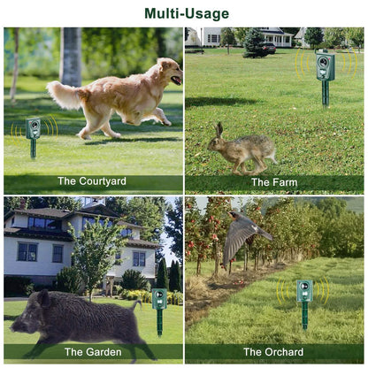 Ultrasonic Animal Repeller IP4 Waterproof Motion Sensor Repellent with Flashing Led Light DailySale