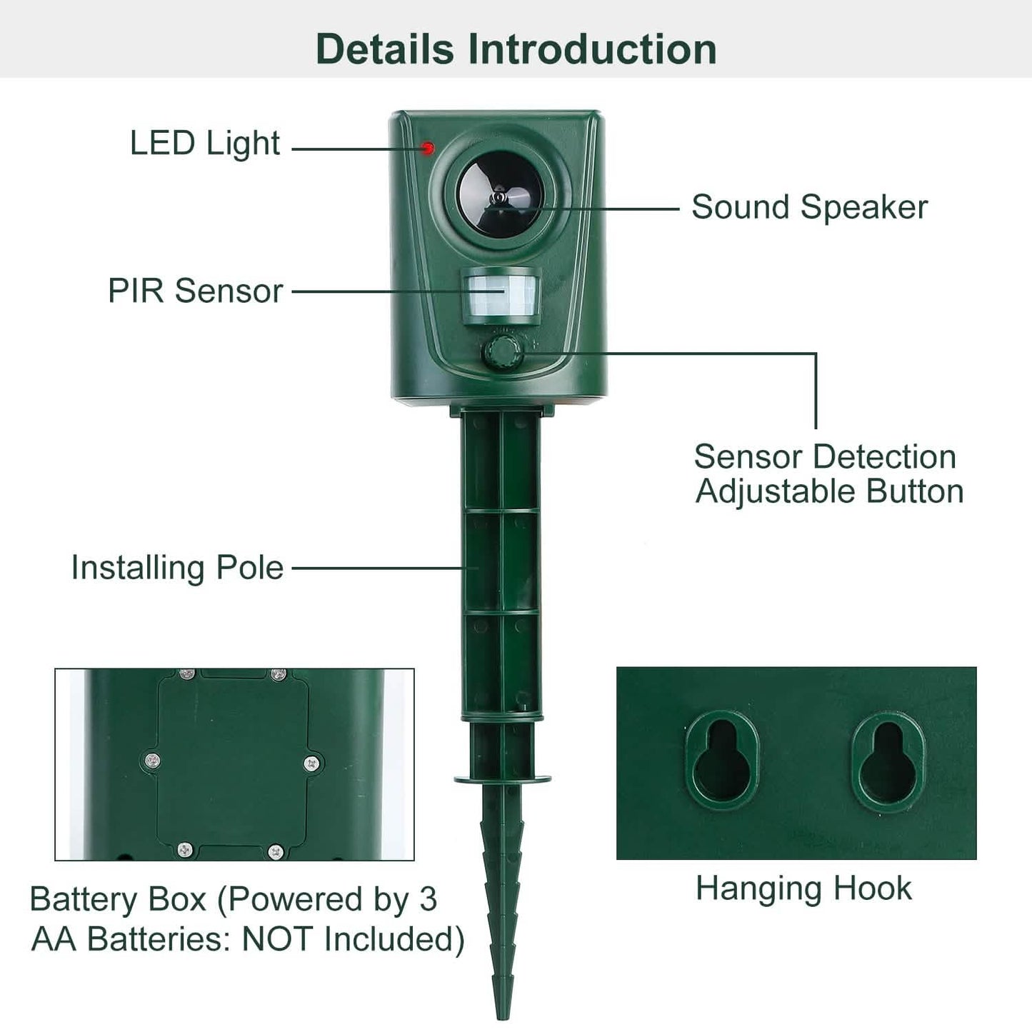 Ultrasonic Animal Repeller IP4 Waterproof Motion Sensor Repellent with Flashing Led Light DailySale