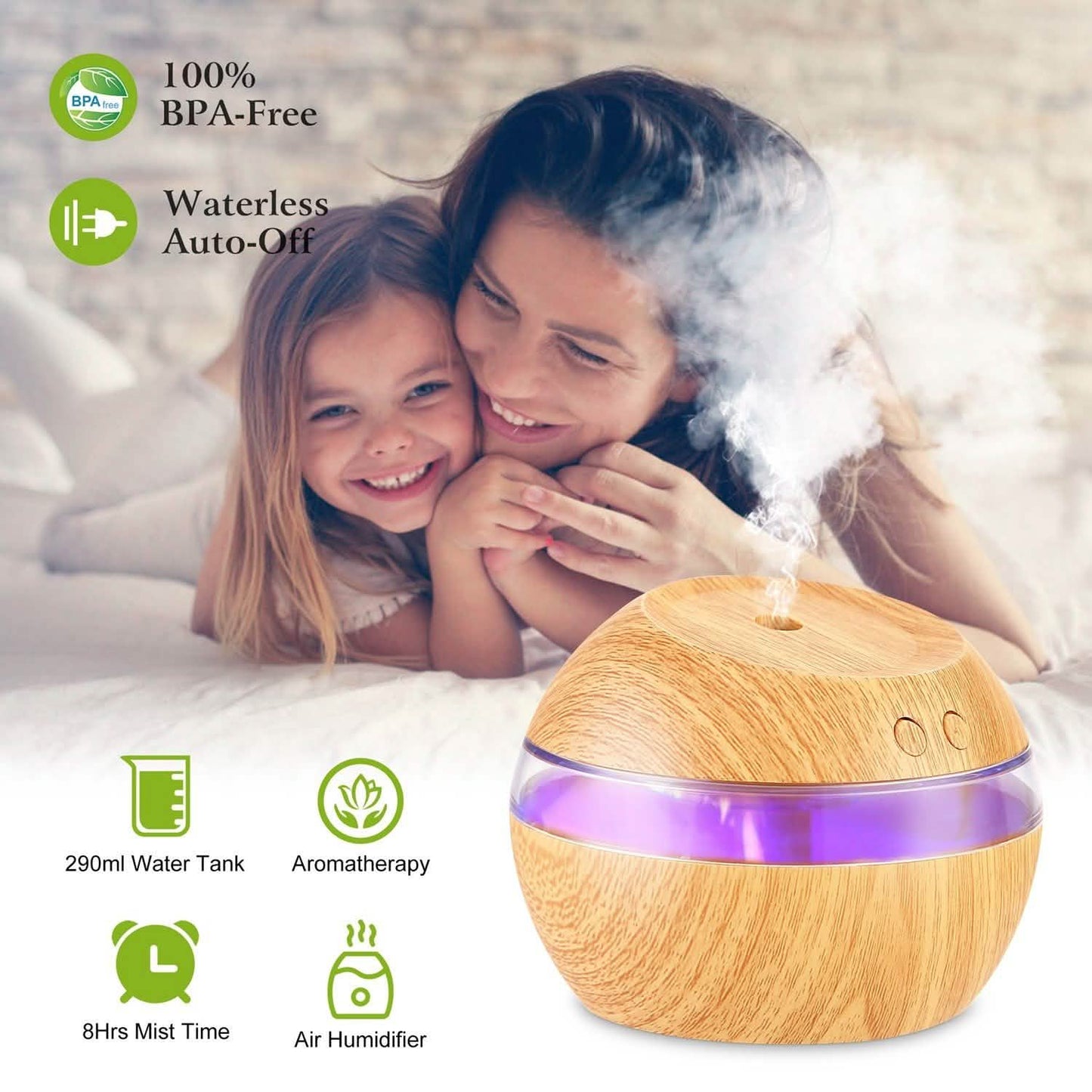 Ultrasonic Aroma Essential Oil Diffuser Wood Grain DailySale