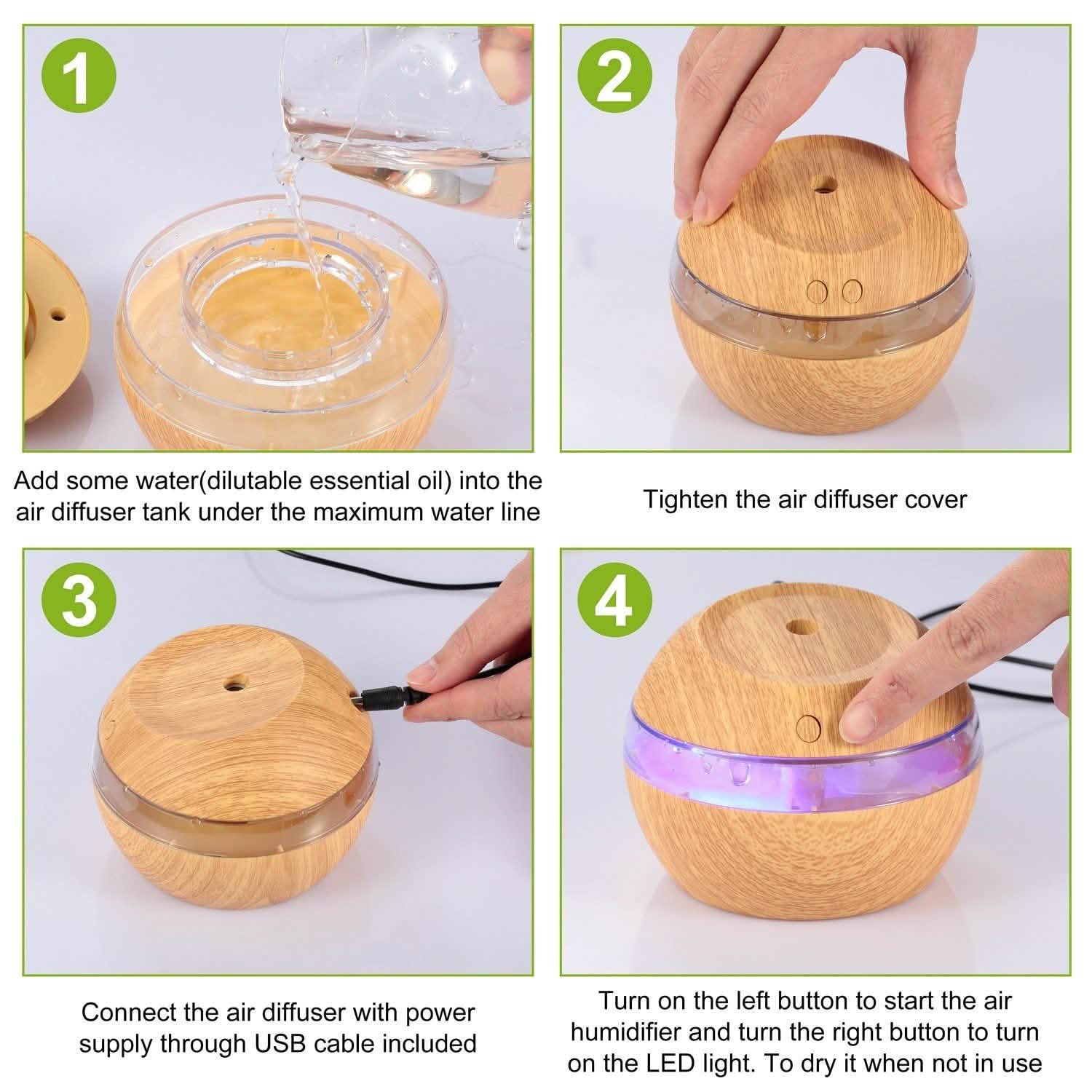 Ultrasonic Aroma Essential Oil Diffuser Wood Grain DailySale
