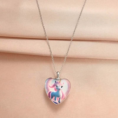 Unicorn Heart-Shaped Crystal Pendant Necklace DailySale