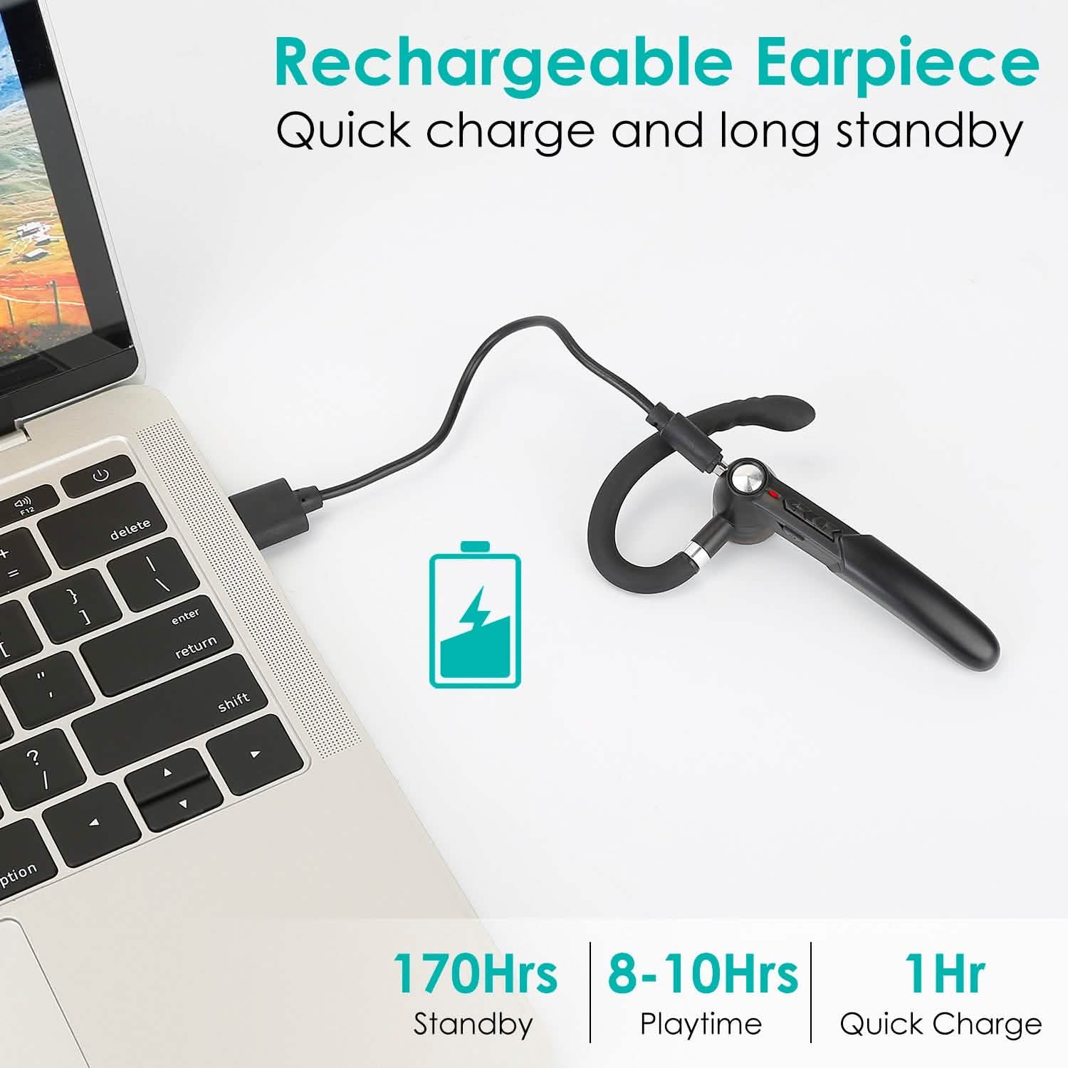 Unilateral V5.0 Wireless in-Ear Headset with Hook DailySale