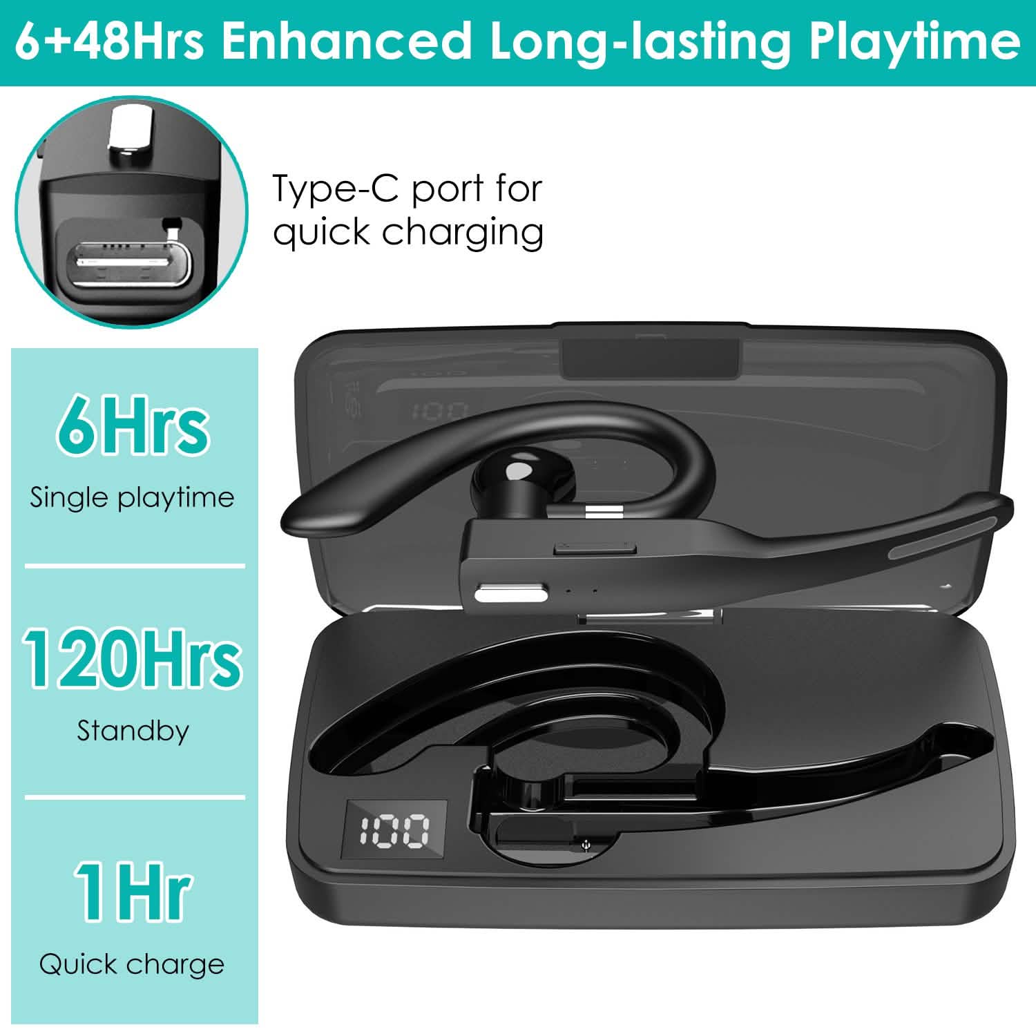 Unilateral Wireless V5.1 Business Earpiece with Charging Case DailySale
