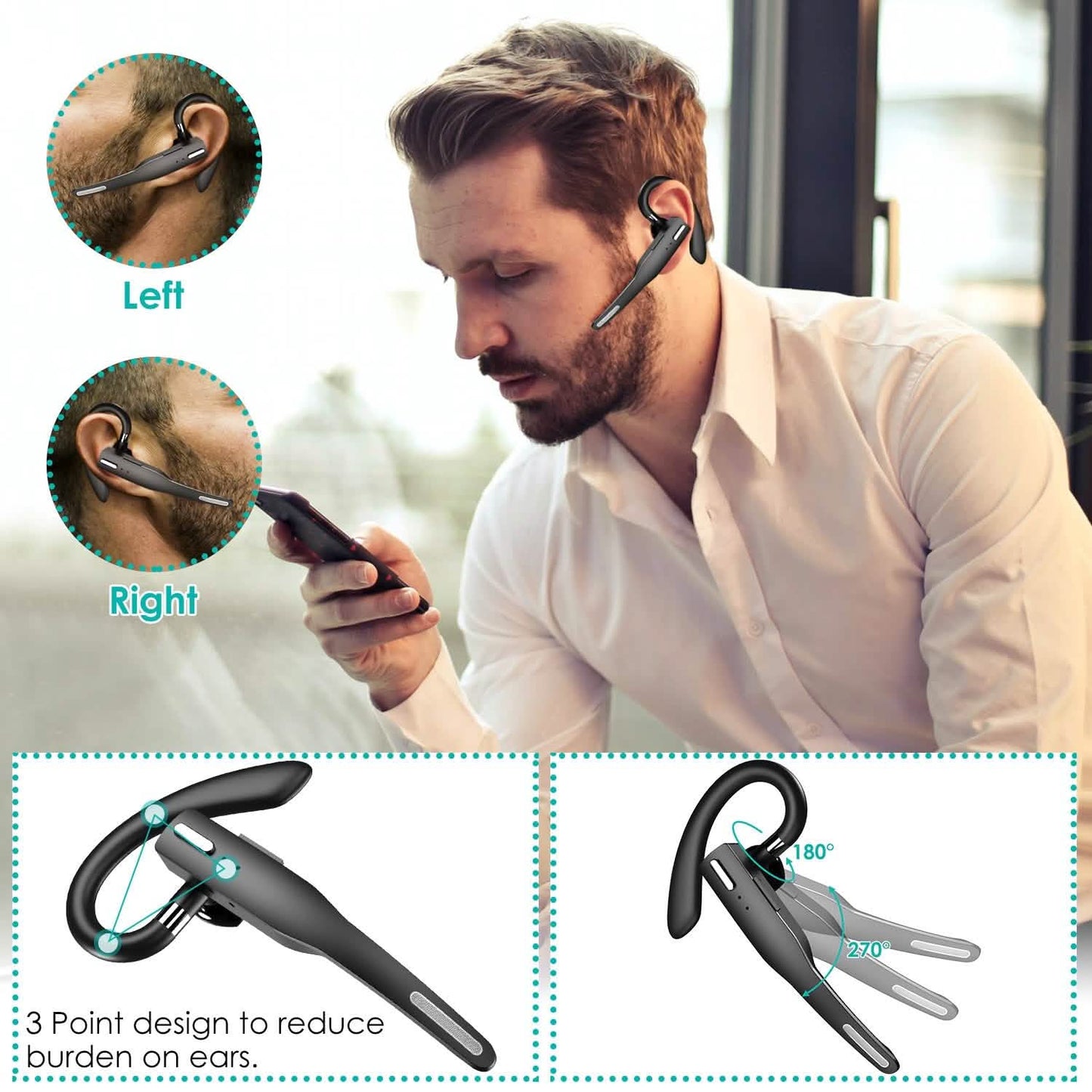 Unilateral Wireless V5.1 Business Earpiece with Charging Case DailySale