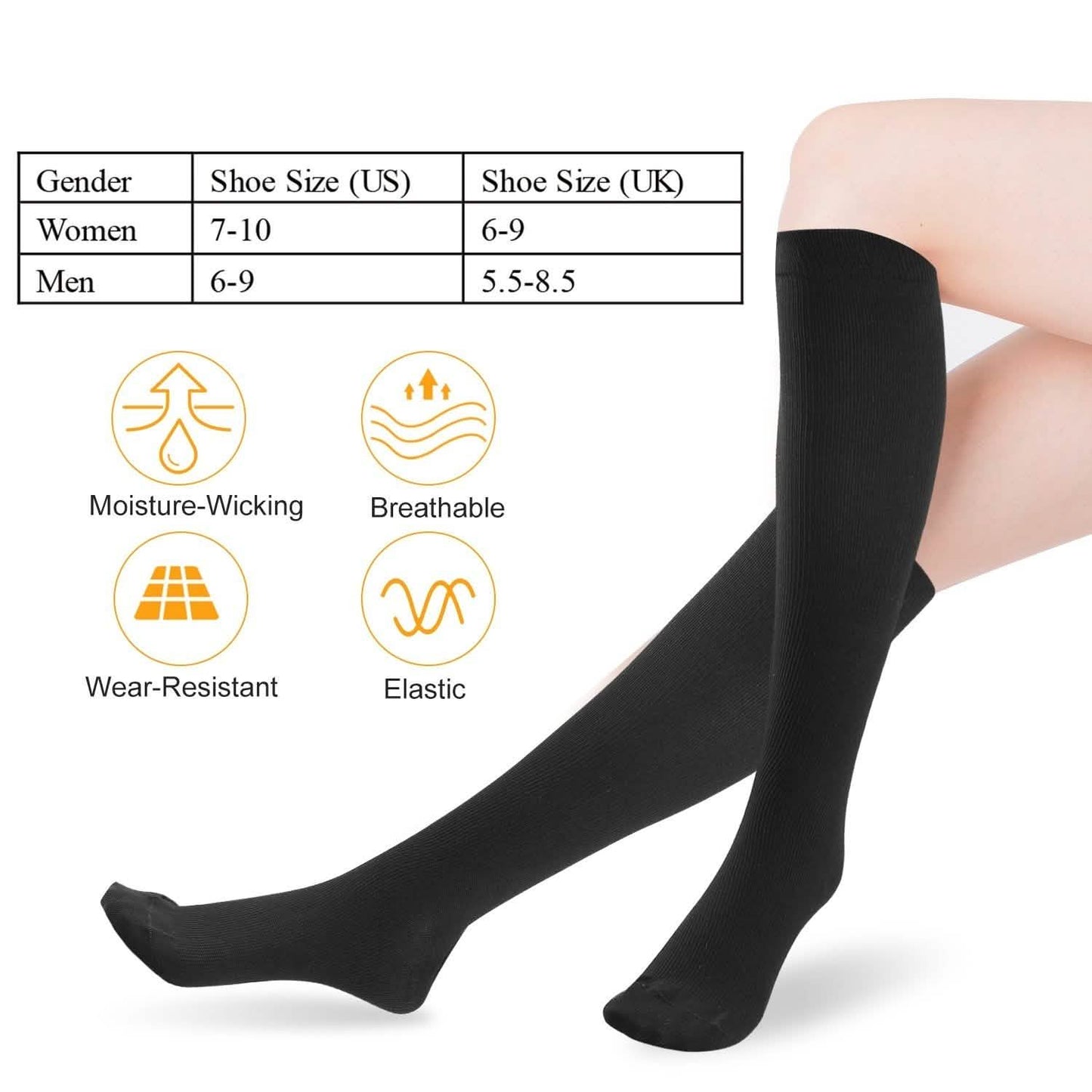 Unisex Compression Socks 15-20 mmHg Graduated Support Sports Fitness DailySale
