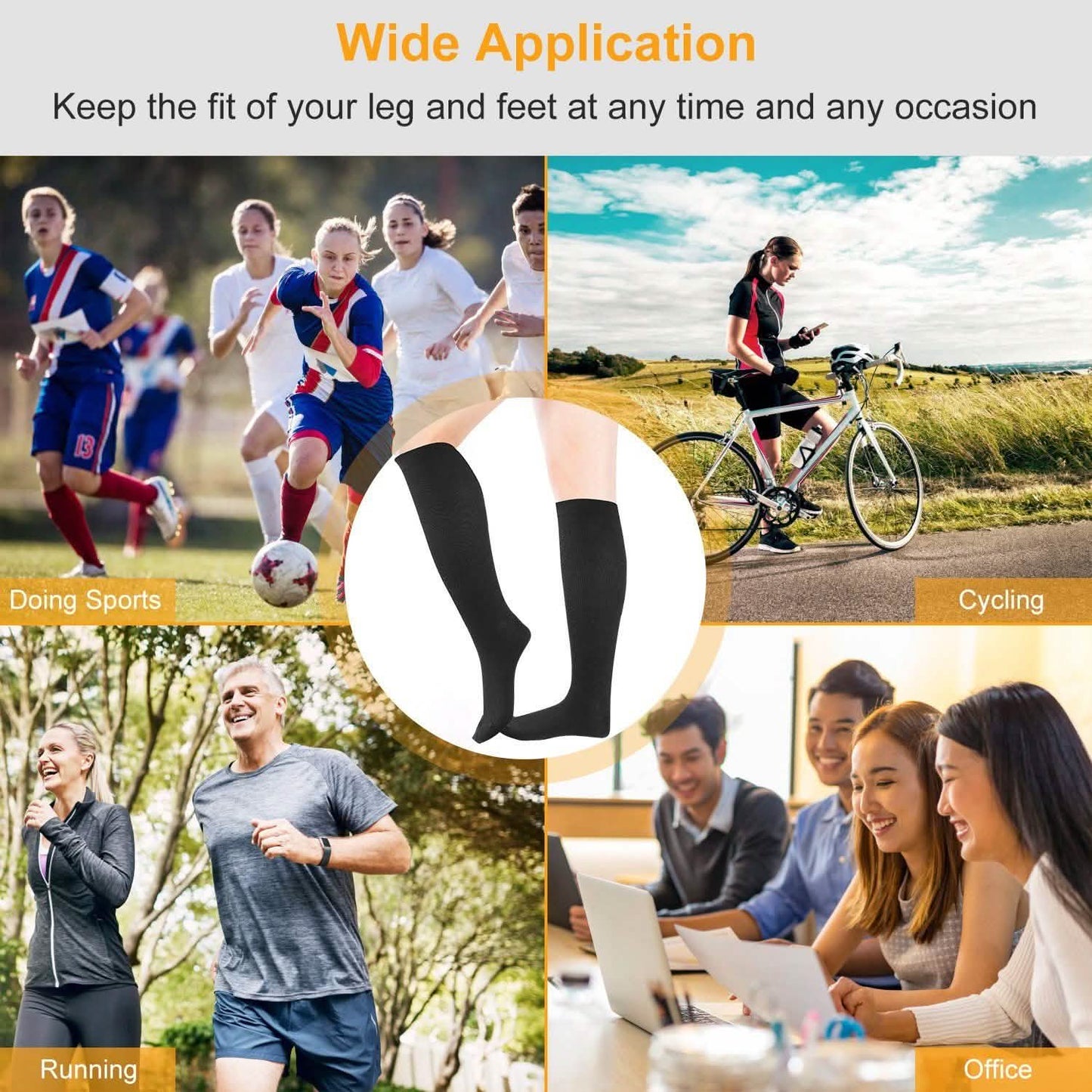 Unisex Compression Socks 15-20 mmHg Graduated Support Sports Fitness DailySale