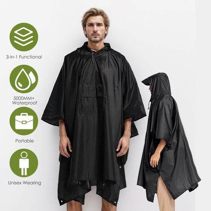 Unisex Hooded Rain Poncho with Pocket DailySale
