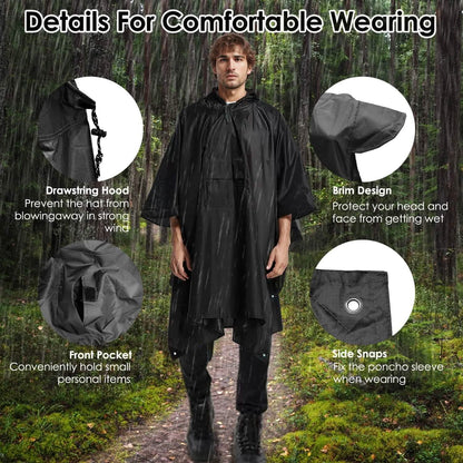 Unisex Hooded Rain Poncho with Pocket DailySale