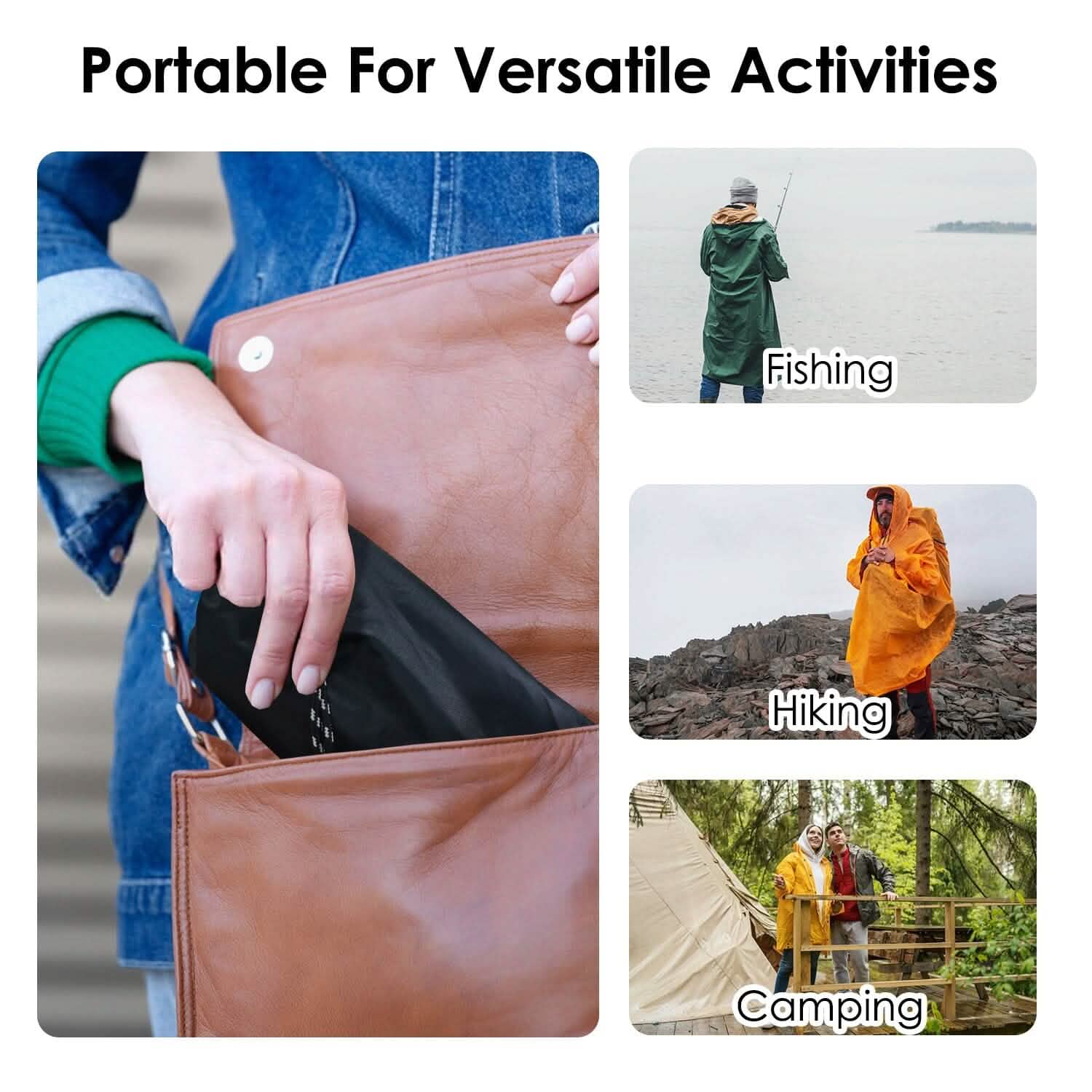 Unisex Hooded Rain Poncho with Pocket DailySale