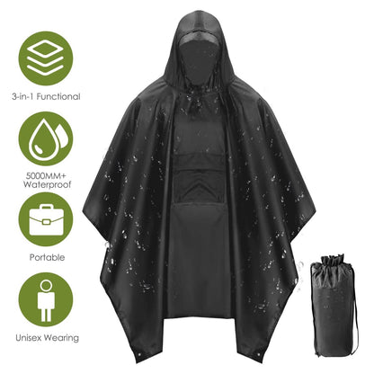 Unisex Hooded Rain Poncho with Pocket DailySale
